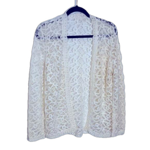 CROCHET Open Front Cardigan, Cream